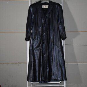 Women's Vintage Leather Coat - Gunmetal Blue